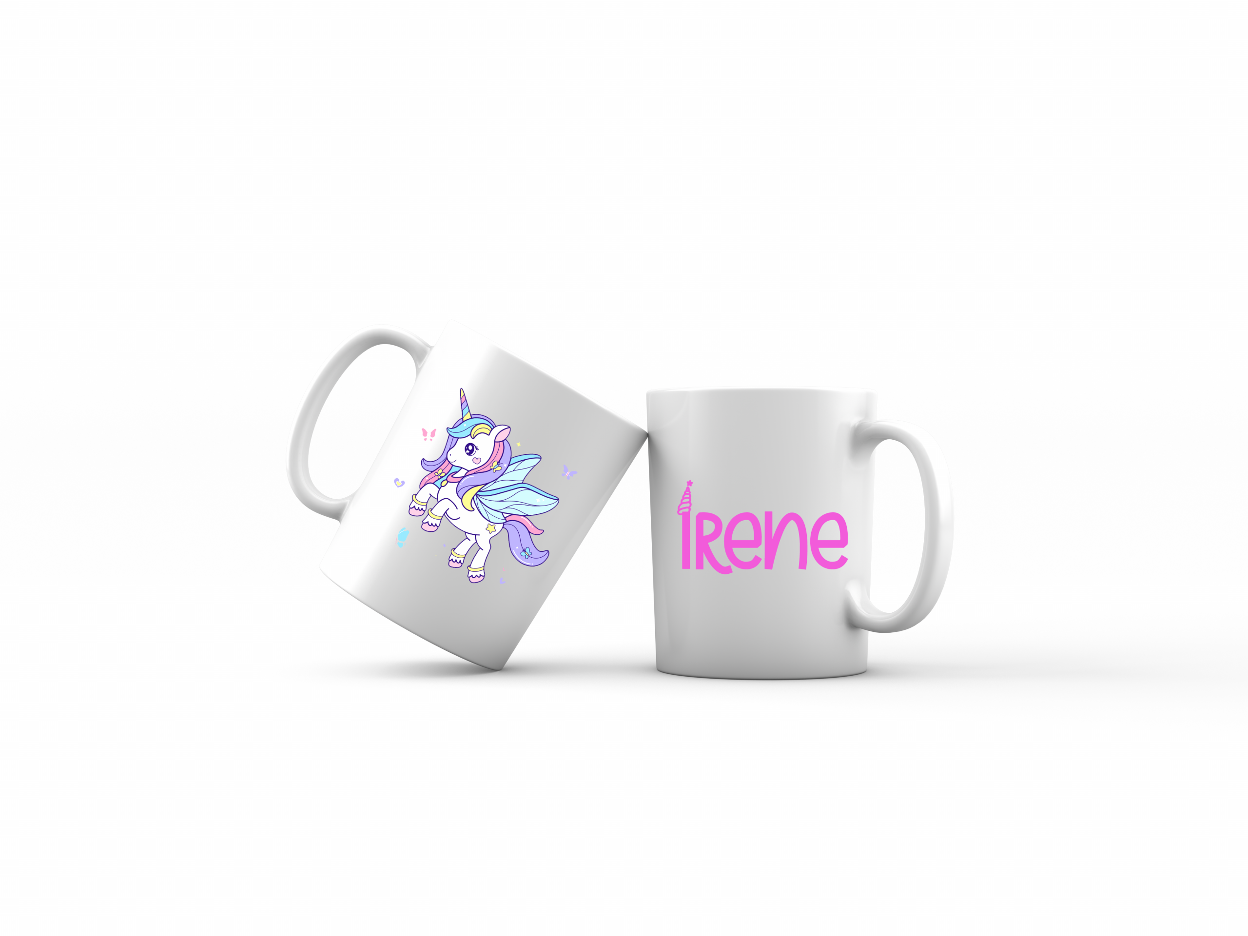 taza unicornio mariposas doble